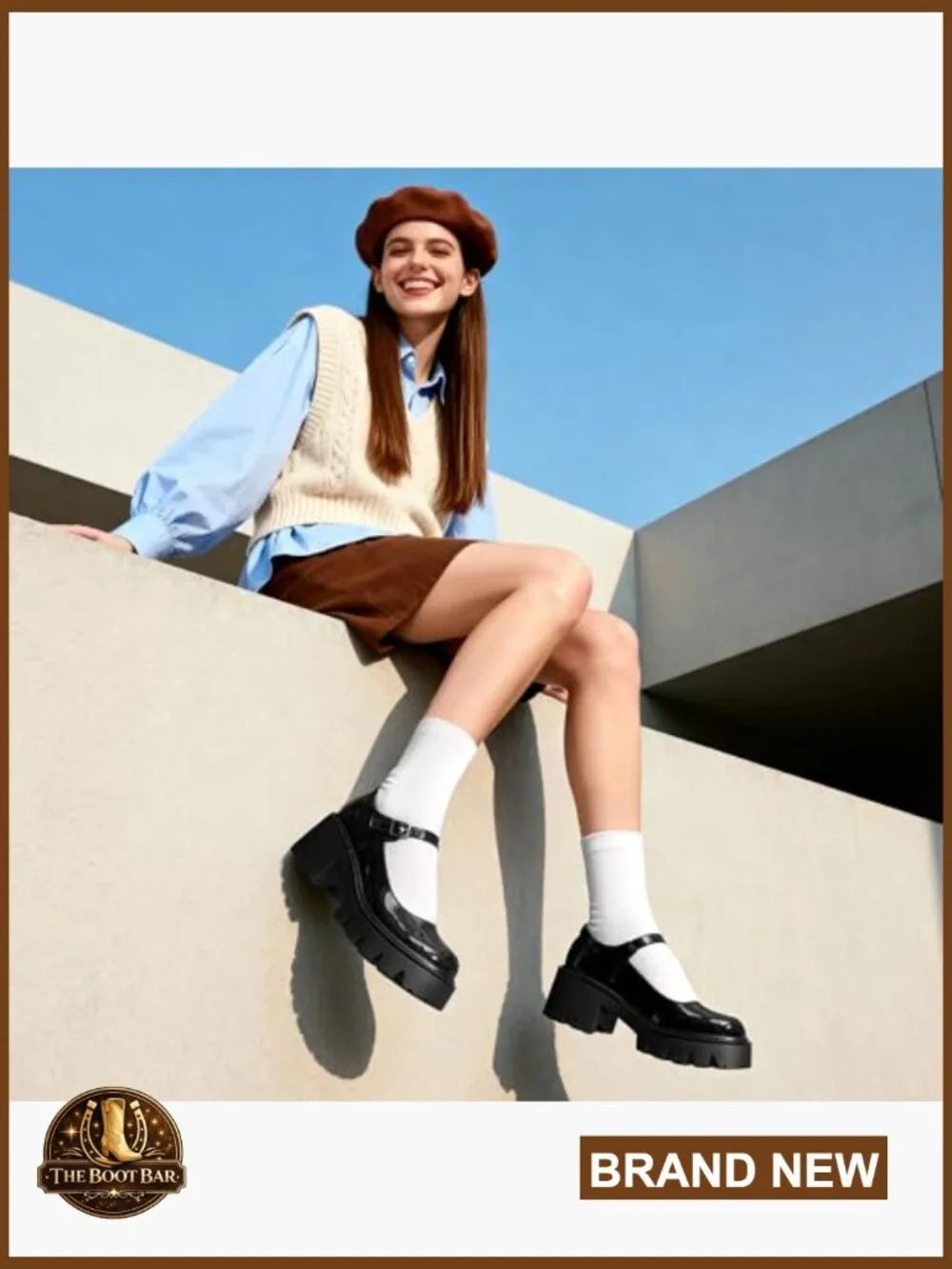 Chunky Platform Mary Jane Pumps - 2.6 inch Heel, Round Toe, Ankle Strap